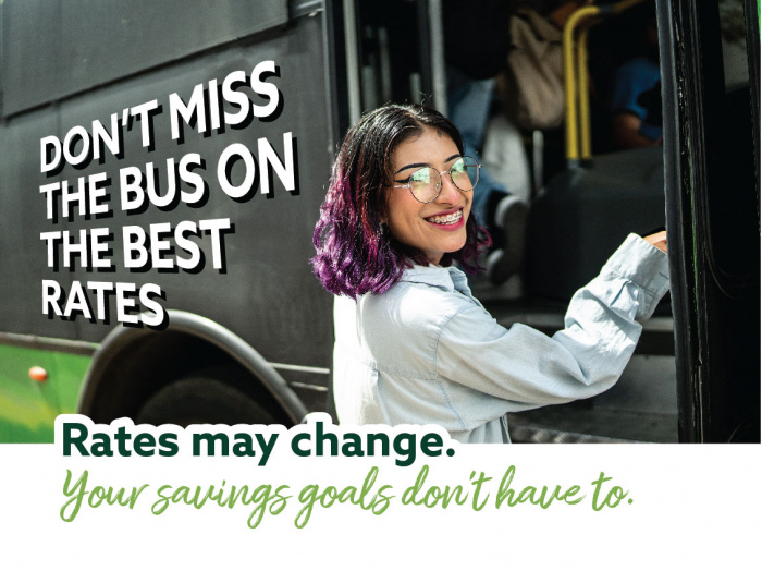 Don't Miss the Bus on the Best Rates. Image of woman getting on a bus