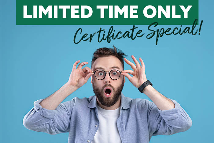 Limited Time Only Certificate Special - image of man holding his glasses